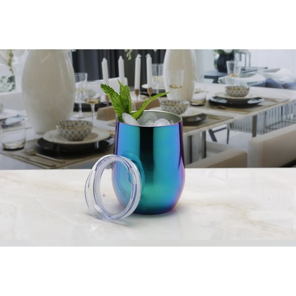 Rainbow Stemless Wine Tumblers with Lids, Set of 2. Bar 340 by Cambridge. NWT - Picture 7 of 12